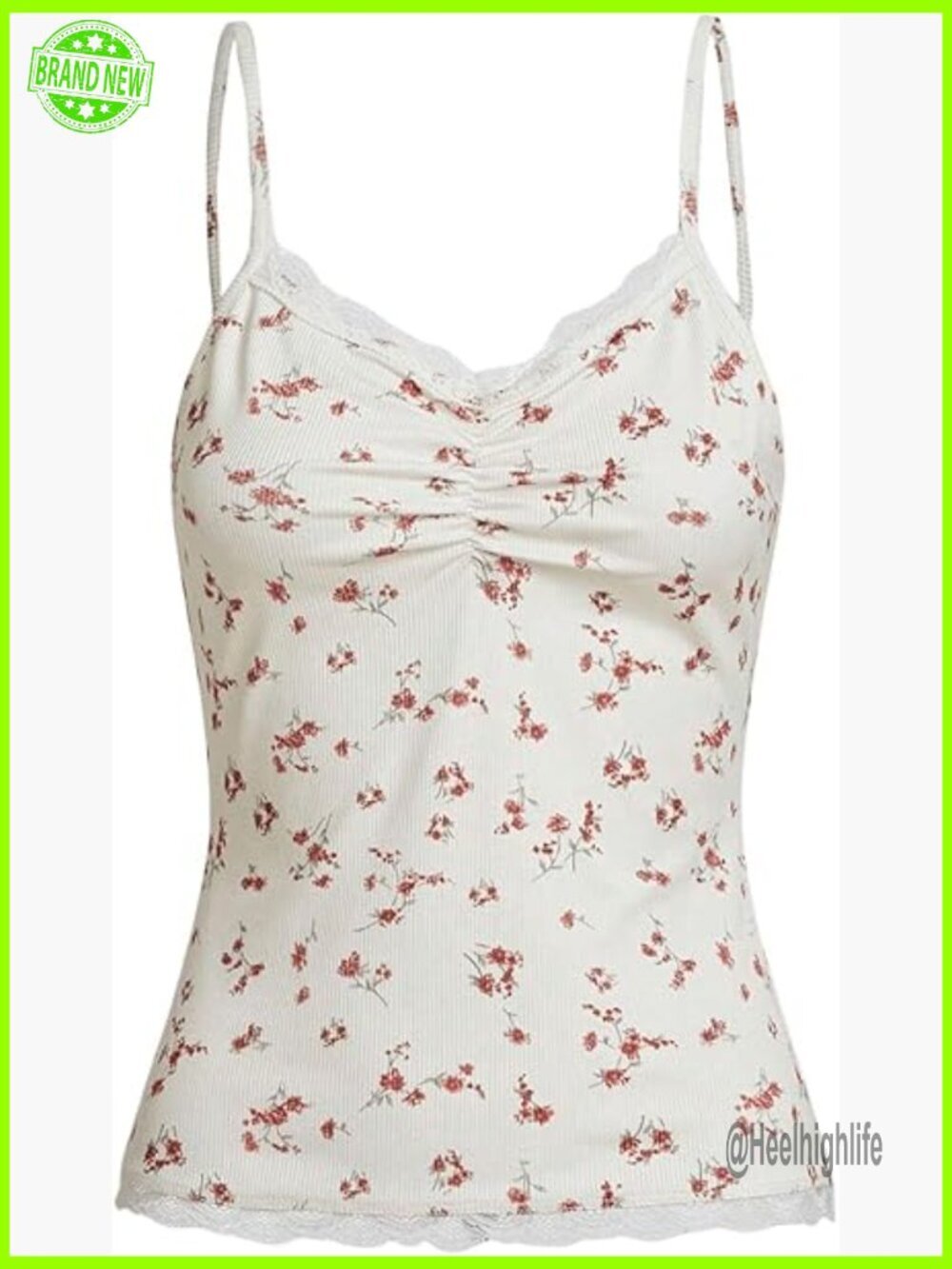 Fairy Lace Trim Camisole Top, Y2K Floral Cami, Summer Tank Top